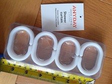 BNIP White Plastic Shower Curtain Rings Hooks - Unused Fom John Lewis Set