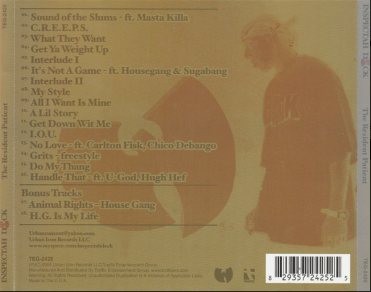 洋楽 Inspectah Deck The Resident Patient 2LP Inspectah Deck ⁄ The