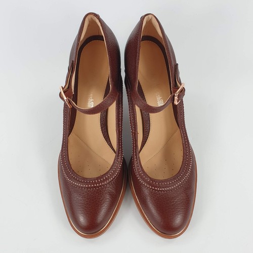 Clarks Mary Jane Tacones Rojo Marrón Cuero Reino Unido Talla 5.5 - Imagen 6 de 12
