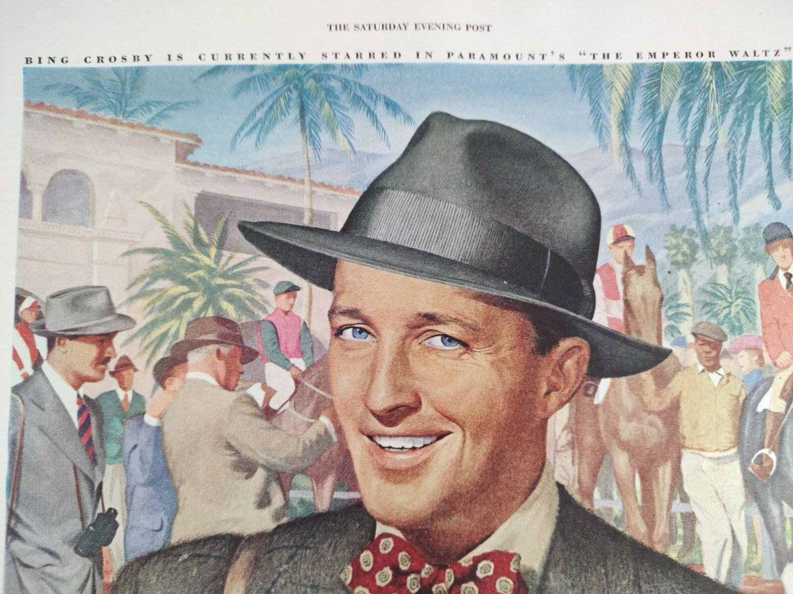 1949 Bing Crosby Stetson Hats Sat Evening Post Print Ad