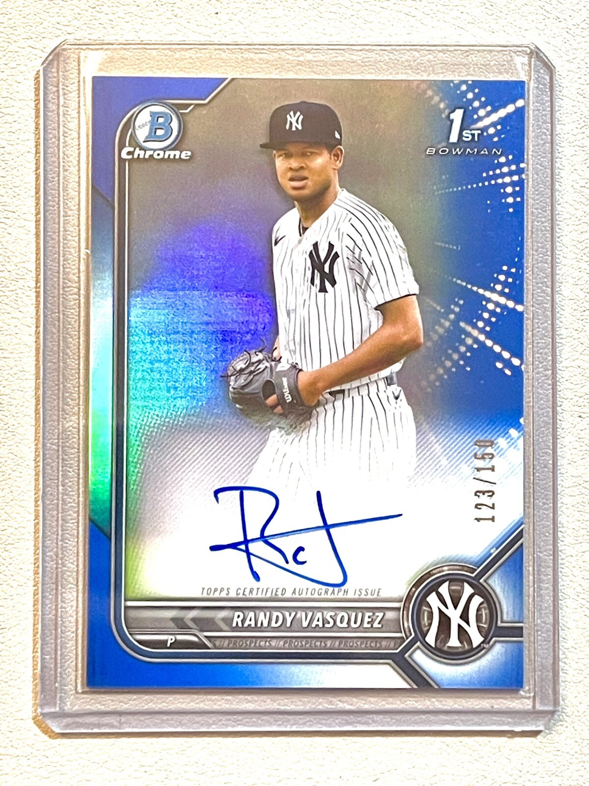 Randy Vasquez True Blue Auto /150 - 2022 Bowman 1st Chrome NY Yankees