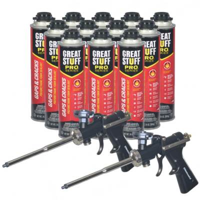 Great Stuff PRO Gaps and Cracks 24 oz cans (12) + AWF Heavy Duty Pro Foam Gu