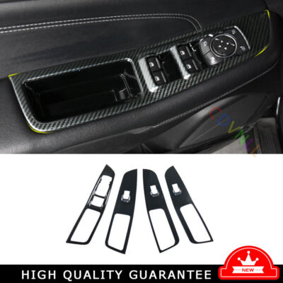 For 2018-2020 Ford Edge Carbon Fiber Steel Window Lift Panel Switch Cover Trim