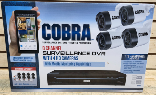 COBRA 8 Channel Surveillance DVR With 4 HD Cameras 1TB