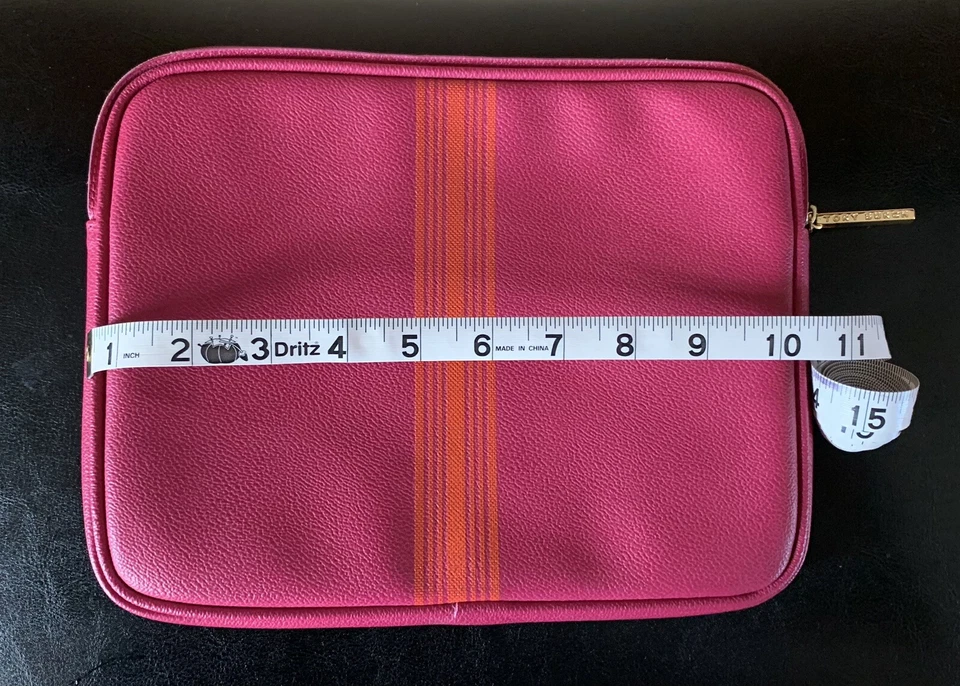 Tory Burch Leather Ipad Kindle Tablet Pouch With Zipper 10”/8” Maroon - Image 3 of 4