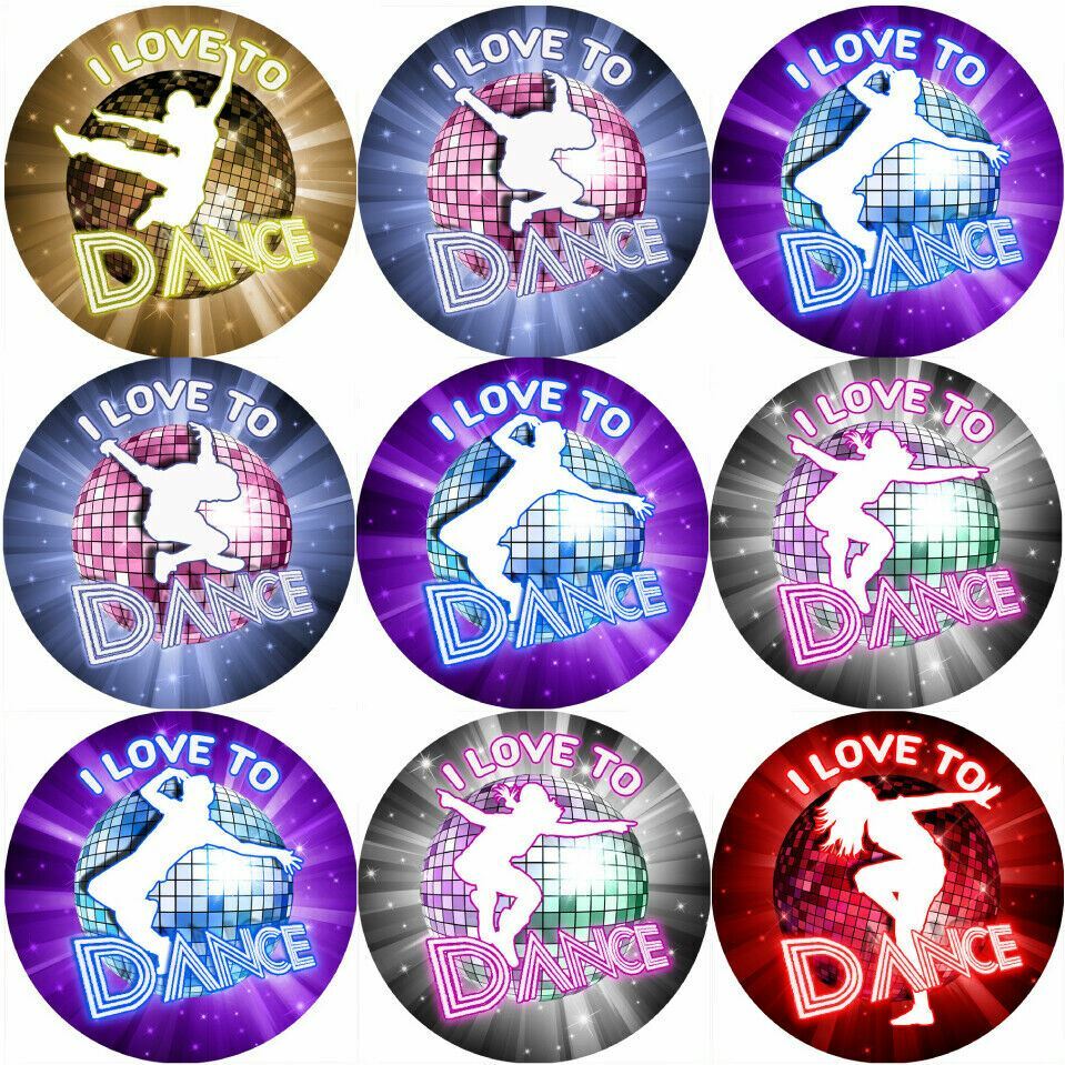 144 I Love to Dance 30 mm Reward Stickers for School Teachers, Parents, Nursery