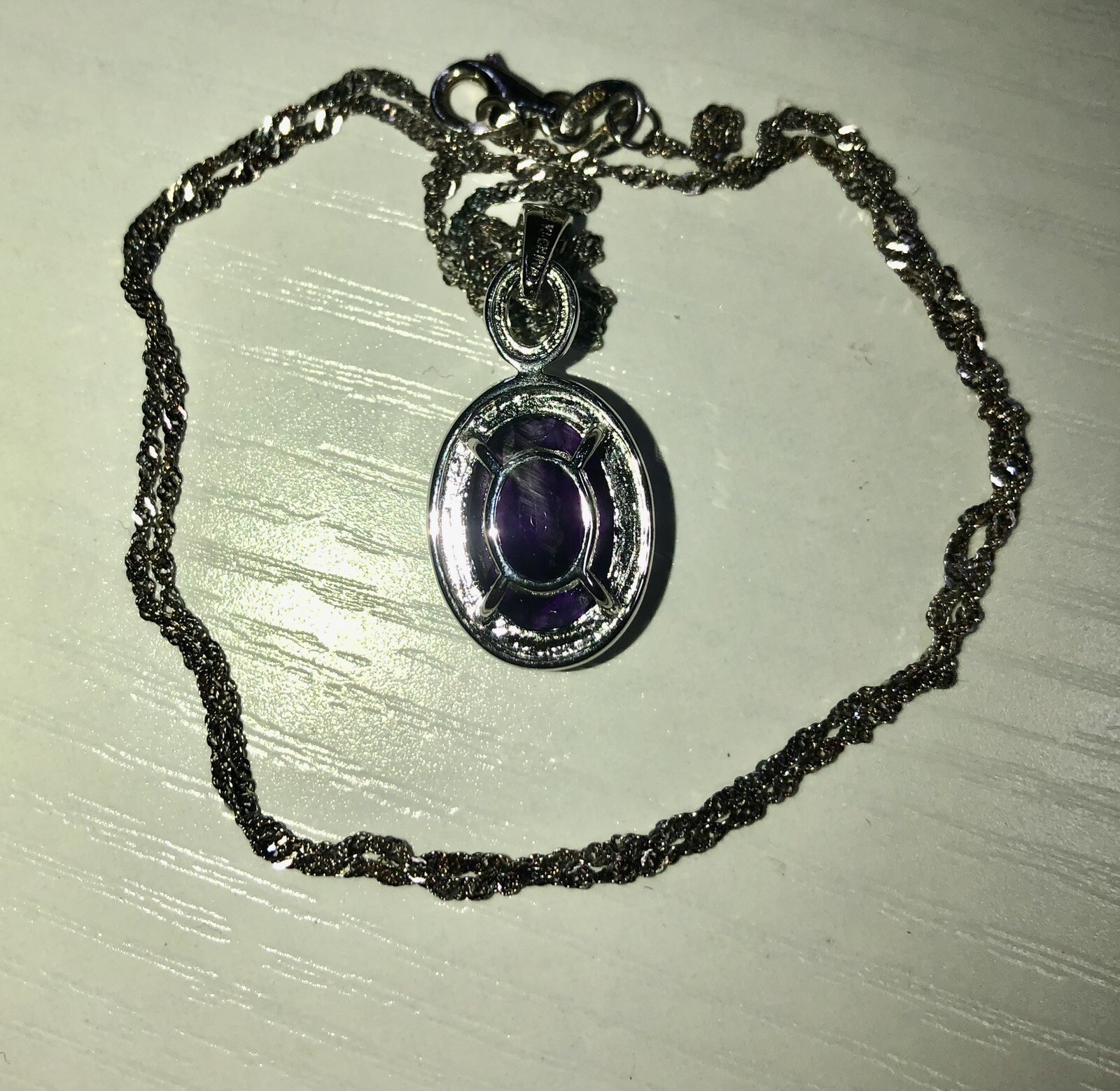 Amethyst colored gem sterling silver pendant neck… - image 6