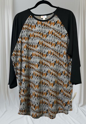 Lularoe Disney Randy Minnie Mouse Black Baseball Tee Shirt Size 3XL New With Tag