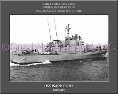 USS Welch PG 93 Personalized Canvas Ship Photo Print Navy Veteran Gift ...