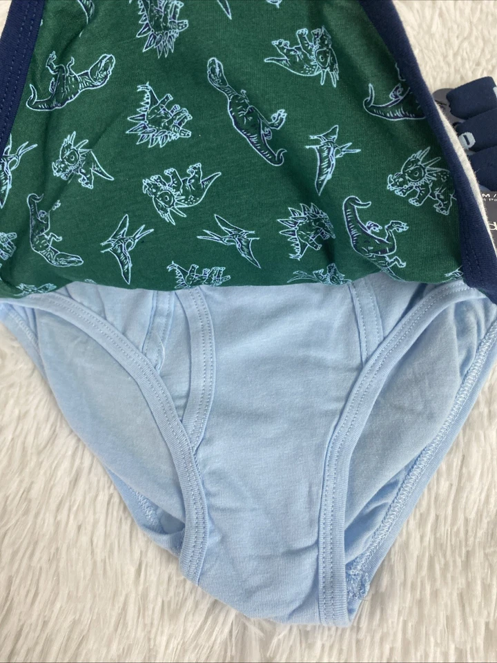 GAP Niños Niño Calzoncillos Ropa Interior Talla M/8 Algodón Paquete de 4 Estampado Dinosaurios Azul Verde Foto 3 de 4