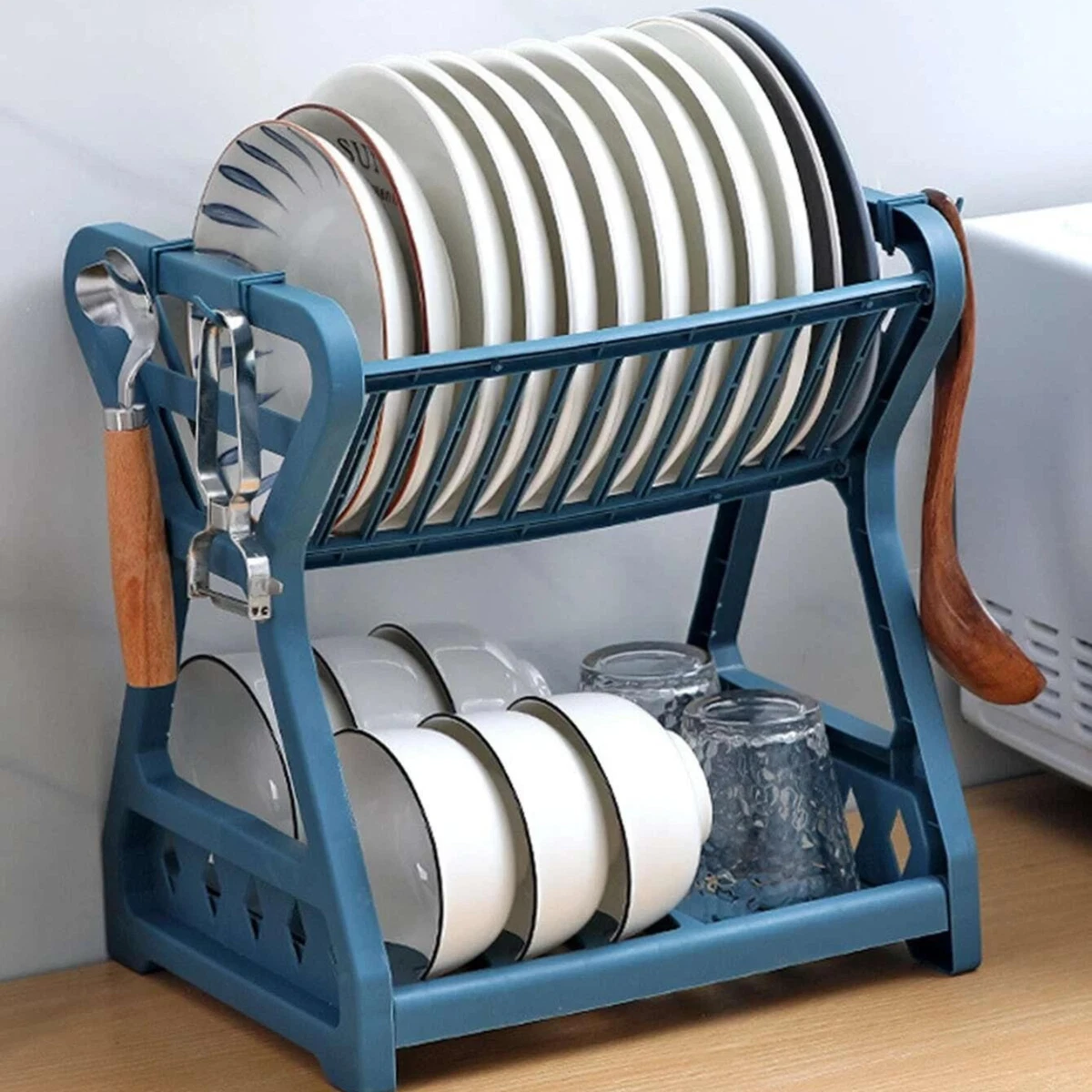 Multifunctional Plastic Double Layer Kitchen Storage Rack