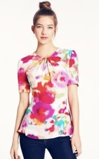 Kate Spade Watercolor Paris Giverny Floral Tulip Peplum Top Blouse 10 MSRP $268