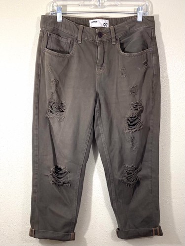 Garage Boyfriend Jeans Distressed Khaki 