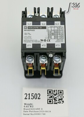 Square D 21502 Magnetische Schütze 3-polig 65A 600V 8910DPA53V02 NEU 8910DPA53