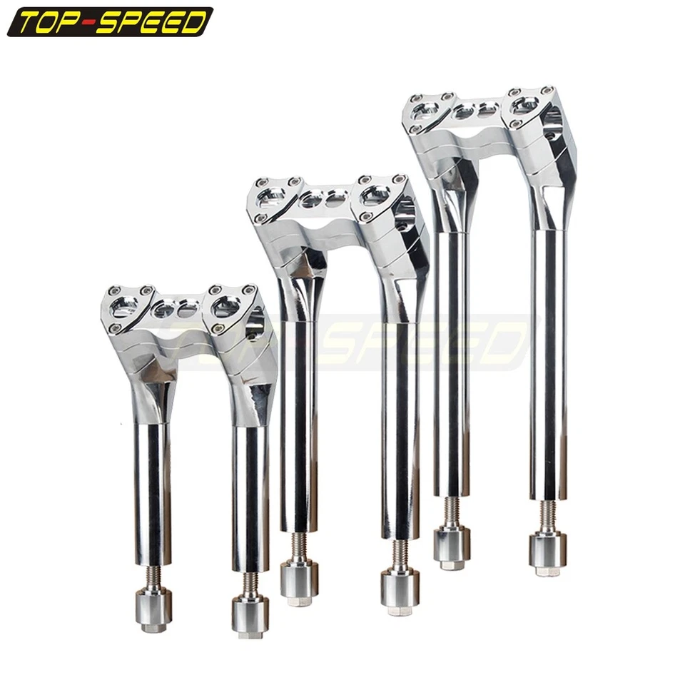 Elevadores de tracción para manillar de 8" 10" 12" o +1"" cromados aptos para Harley Sportster Softail Foto 3 de 4