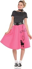 50's Flair Poodle Skirt Sock Hop Retro Fancy Dress Up Halloween Adult Costume