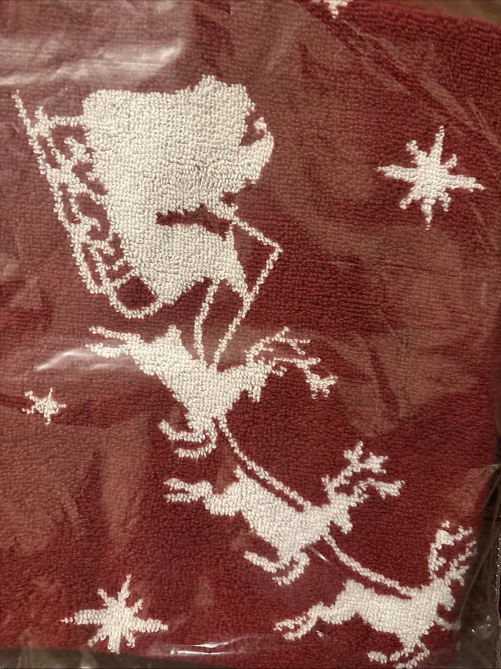 Pottery barn holiday towel hand kitchen bath Rudolph Santa  party gift Kid h - Image 2 of 4