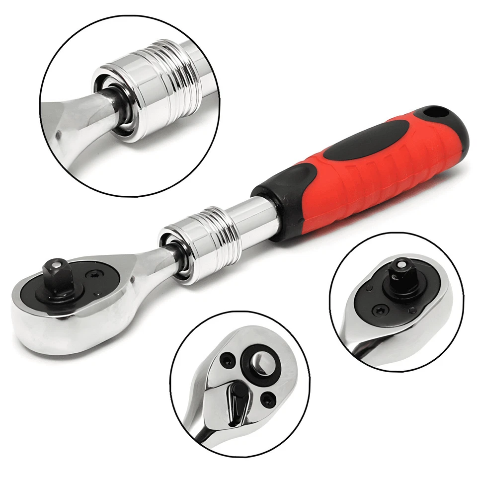 1/4" 3/8" 1/2" Drive Ratchet Socket Wrench Handle Quick-Release Spanner 72 Teeth - Image 4 of 4