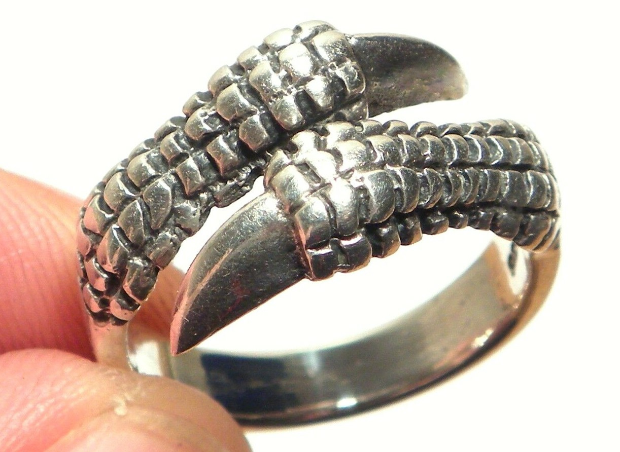Vintage Solid STERLING SILVER Double Eagle Claw R… - image 1