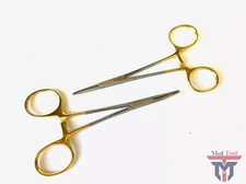 2 pieces Mosquito Hemostat Locking Forceps 5" Straight  Curved German Stainless