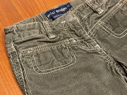 Girls size 6 years Mini Boden Corduroy Boot Leg Pants Green Flower Appliqués - Picture 3 of 21