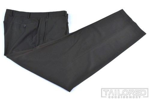 HILTL einfarbig braun 100 % Wolle flache Herrenhose vorne - 36/38