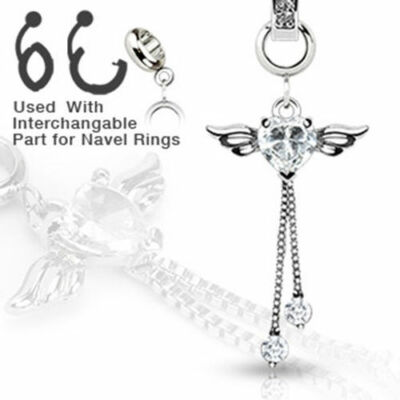 Charm Add-On Herz Flügel Ketten Anhänger Bauchnabelpiercing Dermal Anchor