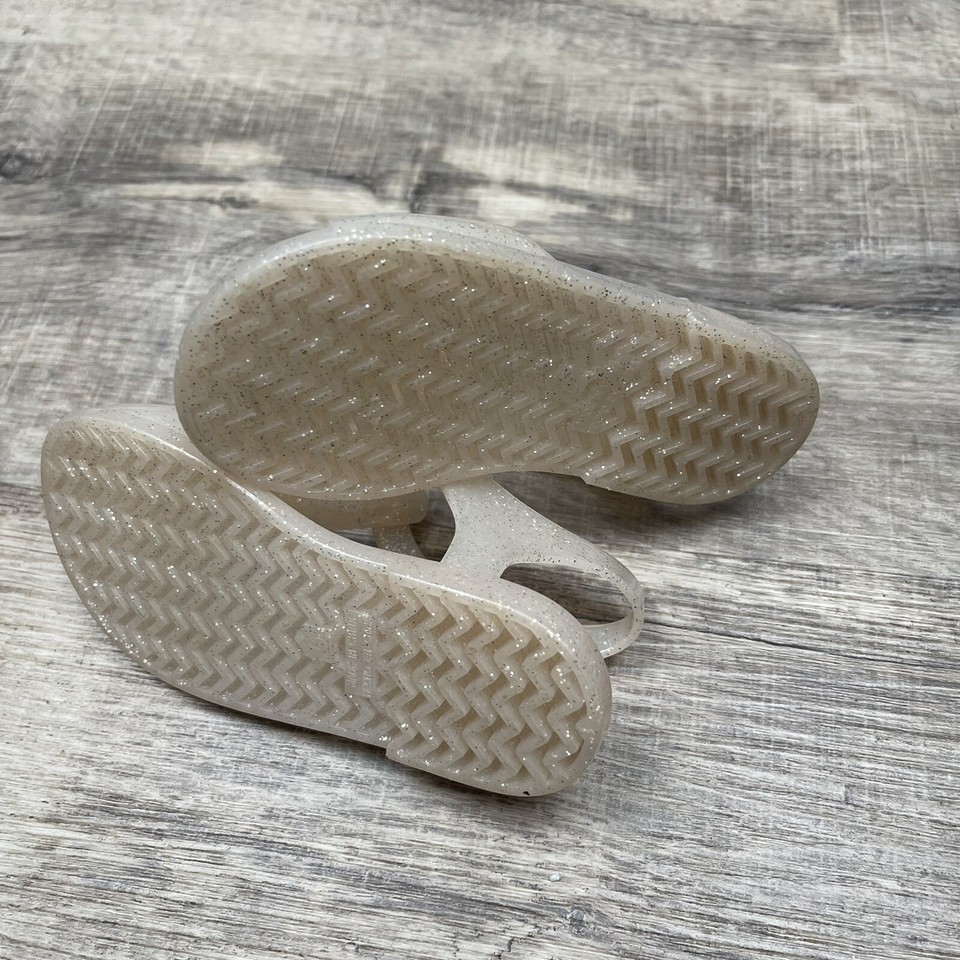 Old Navy Beige Flower Power T Strap Jelly Sandals Toddler Girls Size 6