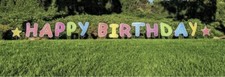 Happy Birthday Lawn Sign with 16" Inch Tall Letters  2 Stars