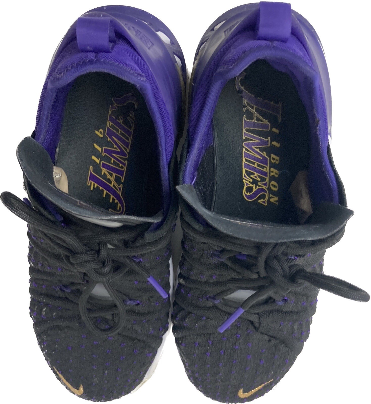 Nike LeBron 18 GS 'Laker' Basketball Shoes CW2760-004 Youth Size 5Y Black Purple thumbnail 13