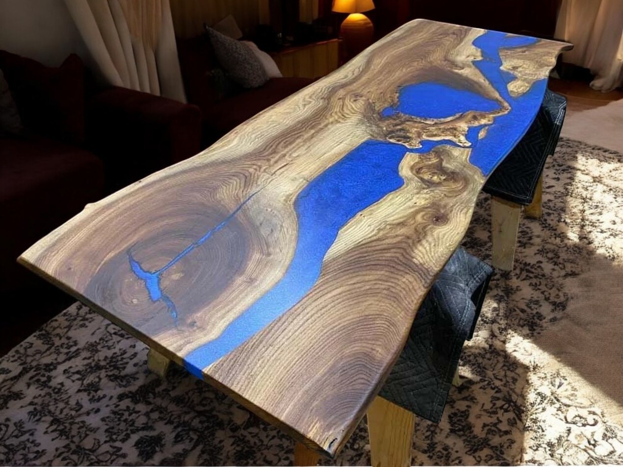 30x72 Natural Wood Epoxy Resin Table Handmade Elegant Furniture Decor-image