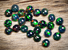 AAA Natural Black Opal 5mm Round Cabochon Loose Gemstone 25Pcs Lot BL5