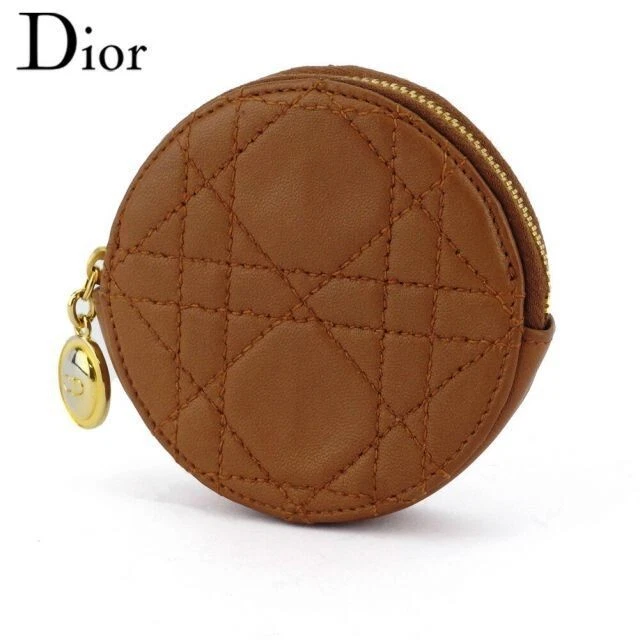 Étui à pièces Dior point de cannage femme marron or porte portefeuille pour femmes de JP