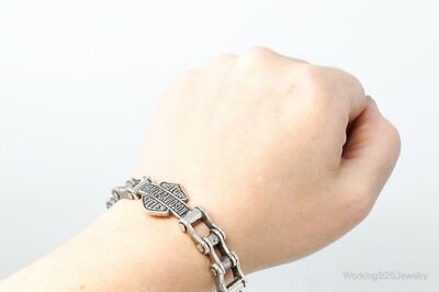 Vintage Harley Davidson Bike Chain Sterling Silver Bracelet | eBay
