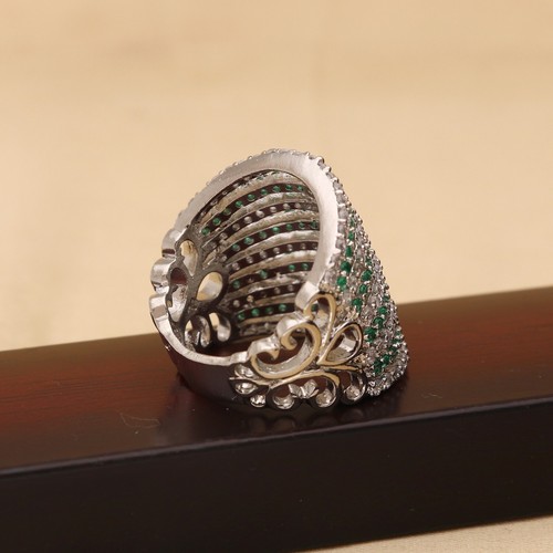 Elegant Mehrfarbig Mit Weiß Cz Multiband Ring IN Silberfarben - 7 Reihen Design - Bild 26 von 70