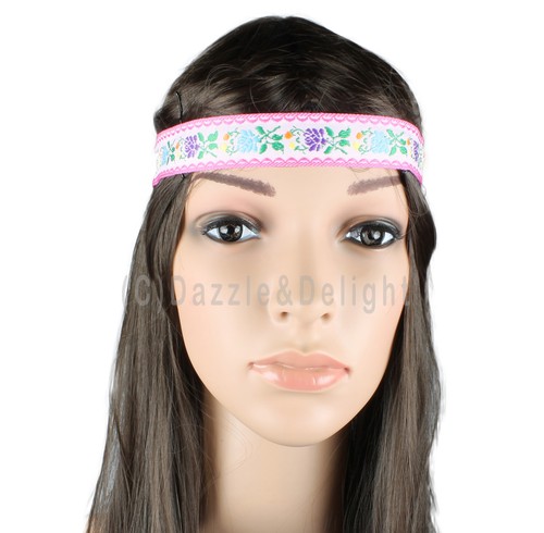 HEAD BAND HEAD WRAP STRETCHY ELASTIC FLORAL LACE SEQUIN HIPPY BOHO FESTIVAL COOL - Picture 15 of 17
