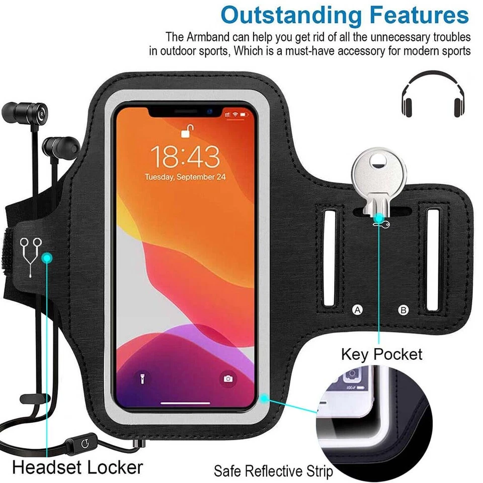 Waterproof Armband Case Sports Running Exercise Arm Band Phone Holder KeyBag LOT - Image 2 of 4