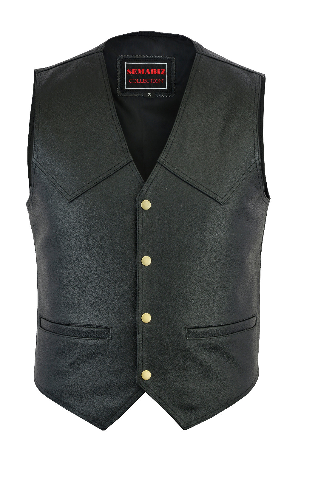 MEN REAL LEATHER BIKER STYLE MOTORCYCLE WAISTCOAT NEW VINTAGE BLACK ...