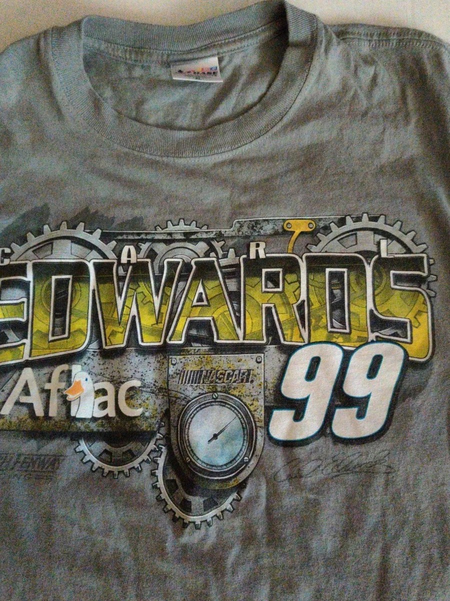 Carl Edwards #99 Size XL Aflac Double Sided NASCAR T-Shirt Gray 