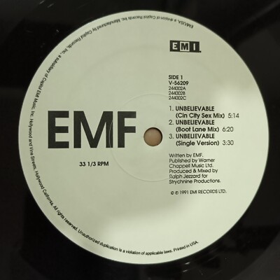 EMF – Unbelievable Remix [1991] Vinyl LP Alternative Rock Big Beat