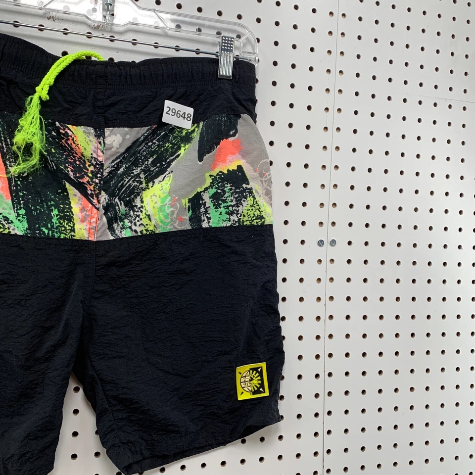 Bañador Pantalones Cortos Vintage Años 90 Ocean Pacific Niños XL Talla 18 Negro Neón 33x7 Foto 4 de 4