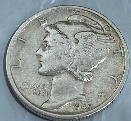 1945-S Silver Mercury Dime  90% Silver AU+ / BU Free Shipping With Five Items