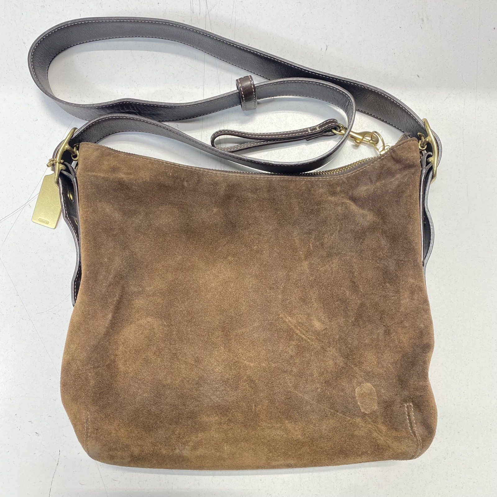 Coach Brown Solid Suede Leather Zip Crossbody Pur… - image 2