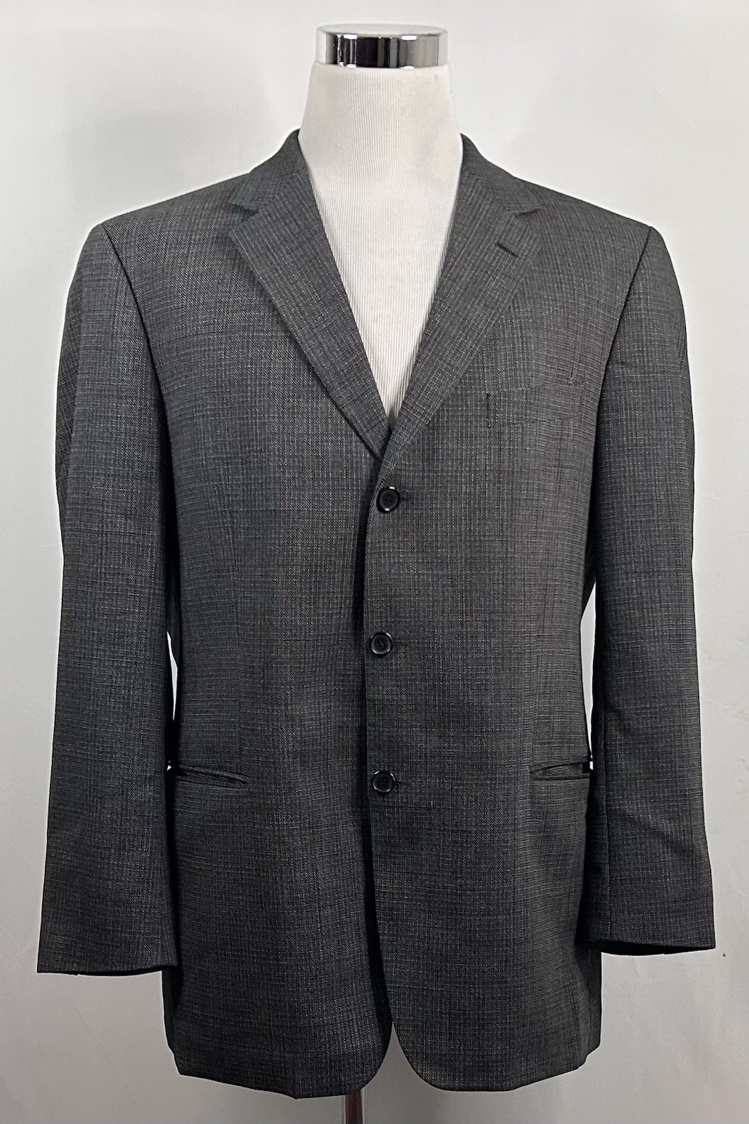 Hugo Boss 44R Einstein US Sport Coat 100% Wool Gray Nailhead Three Button thumbnail 2