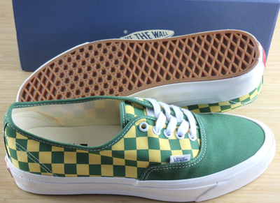 Vans Men's Lx Authentic 44 Checkerboard Fairway Green Yellow shoes