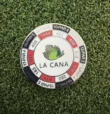 RARE LA CANA Golf Course 2 Sided 2 Piece Large Yardage Golf Ball  Marker Coin