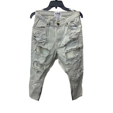 One Teaspoon Sz 26 Kingpins Light Wash Drop Crotch Harem Distressed Denim Jeans