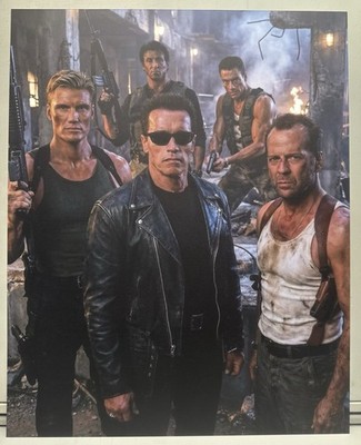 16'' x 20''  80s Action Stars, Willis, Stallone, Schwarzenegger, Printed Sign