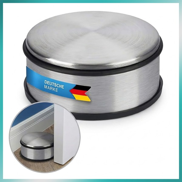 TüRstopper Edelstahl BodentüRstopper TüRpuffer TüRhalter Gummi Rund 11X6Cm 1200G-image