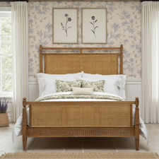 Rattan Bed Frame | Solid Wood | Weathered Finish Camille Range 4'6" 5' NEW MA10
